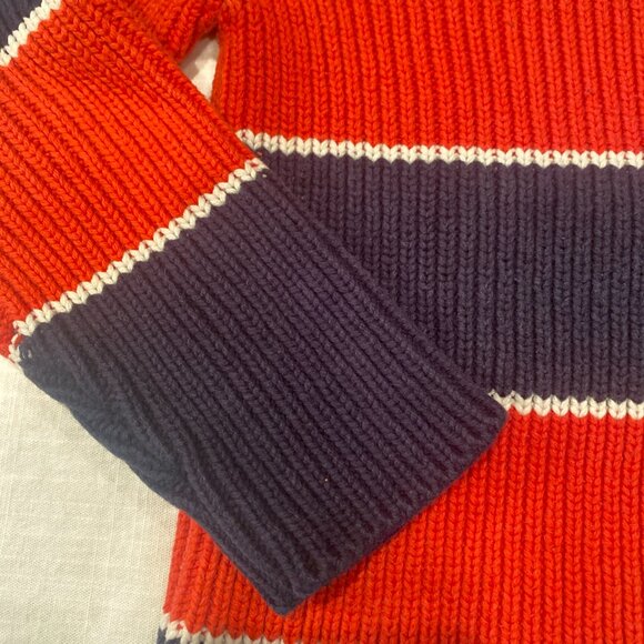 The Childrens Place Boys Size S 5/6  Orange/Blue Striped Crewneck Sweater - Picture 2 of 4